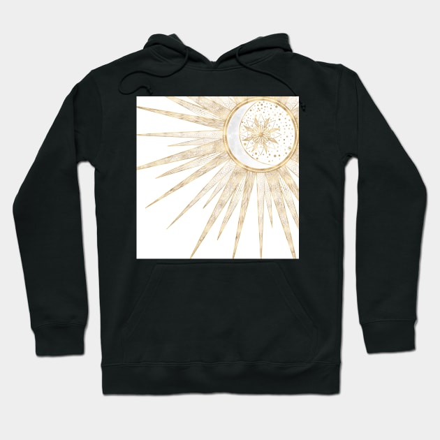 Elegant Gold Doodles Sun Moon Mandala Design Hoodie by NdesignTrend